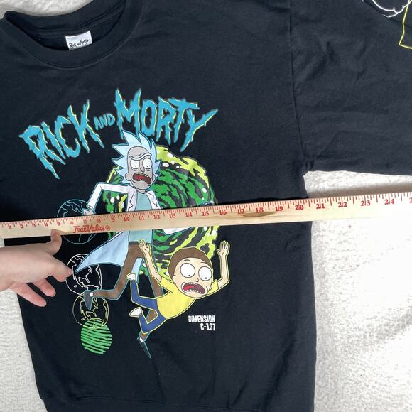 Rick & Morty Sweatshirt Mens Medium Trippy Black Adult Swim Psychedelic Crewneck - Picture 8 of 16